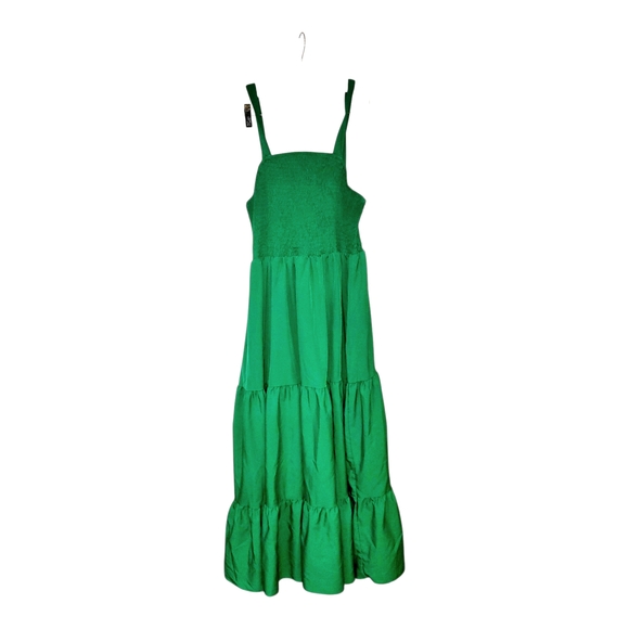 Plus Size Smocked Top Green Maxi Dress Flowy Lime Green 1X - Picture 1 of 3